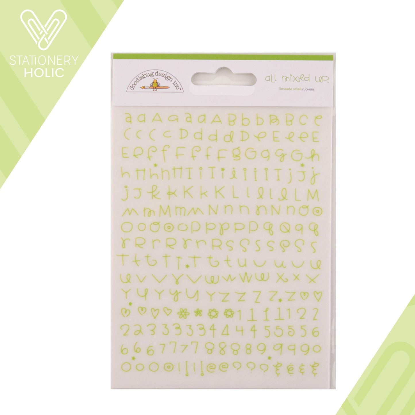 Doodlebug Design - Rub-ons Alpha Small - All Mixed Up Limeade