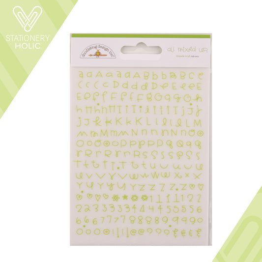 Doodlebug Design - Rub-ons Alpha Small - All Mixed Up Limeade