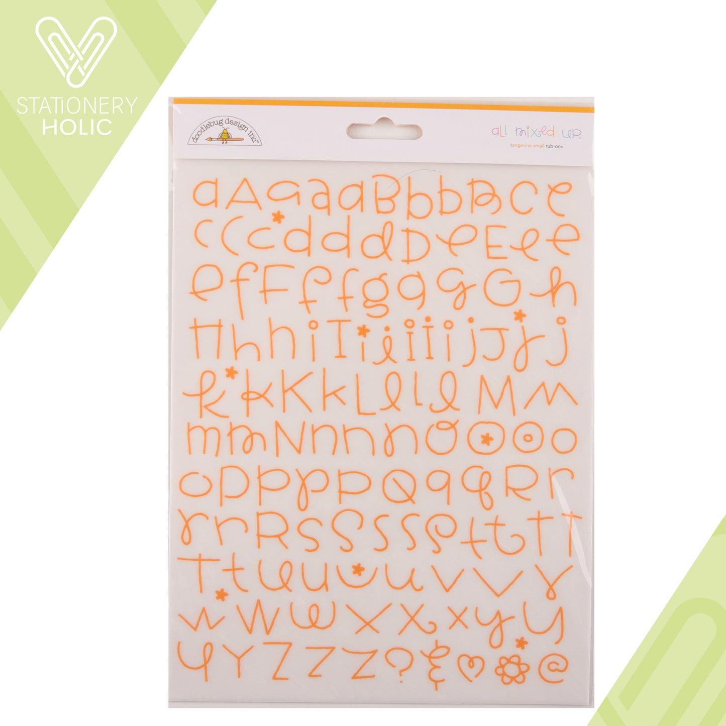 Doodlebug Design - Rub-ons Alpha Large - All Mixed Up Tangerine