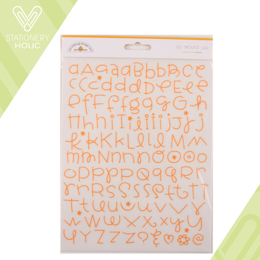 Doodlebug Design - Rub-ons Alpha Large - All Mixed Up Tangerine