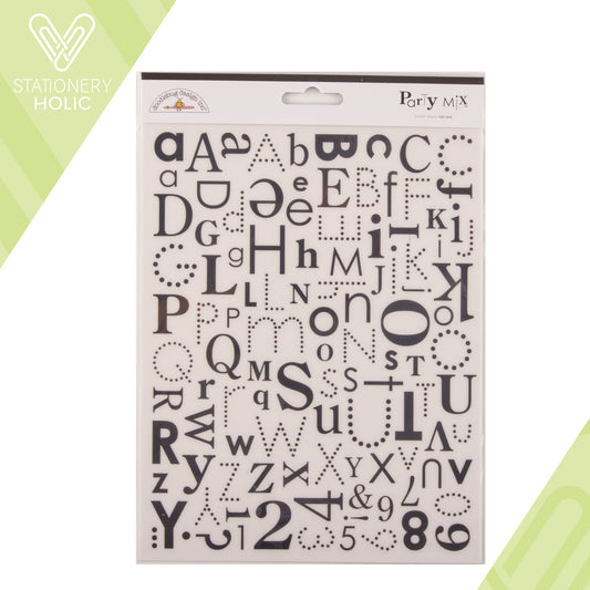 Doodlebug Design - Rub-ons Alpha Large - Party Mix Beetle Black