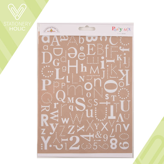 Doodlebug Design - Rub-ons Alpha Large - Party Mix Lily White