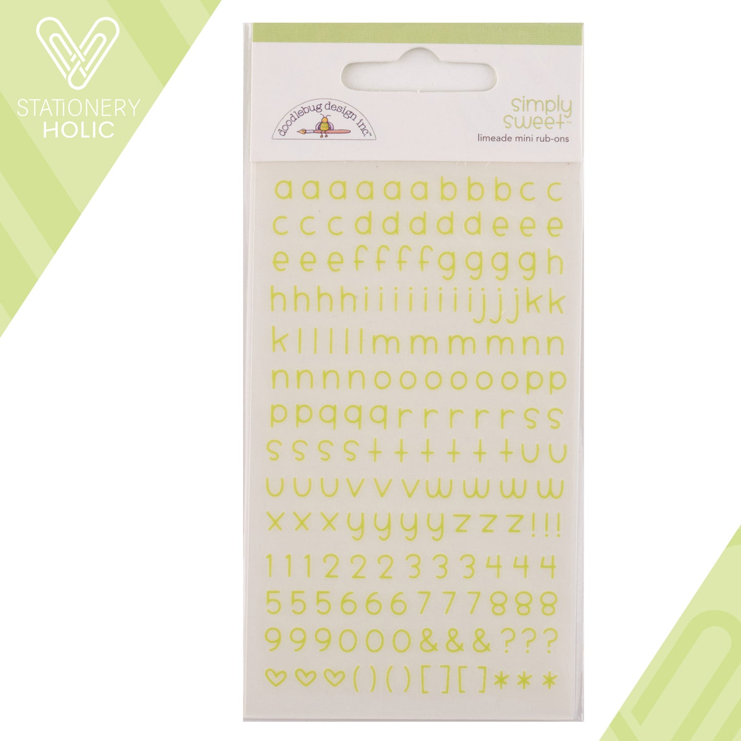 Doodlebug Design - Rub-ons Alpha Mini - Simply Sweet Limeade
