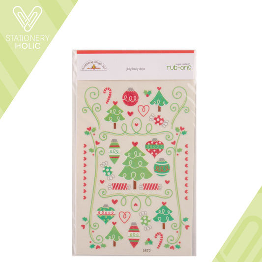 Doodlebug Design - Rub-ons con Glitter - Jolly Holly Days