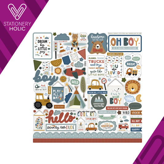 Echo Park - Hoja de Stickers 12 x 12 - Dream Big Little Boy