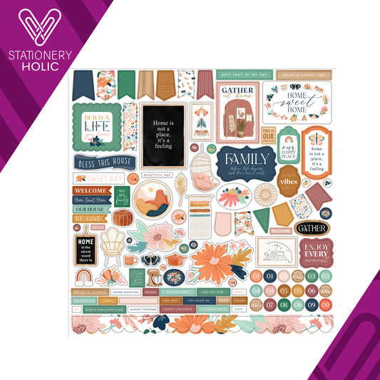 Echo Park - Hoja de Stickers 12 x 12 - At Home