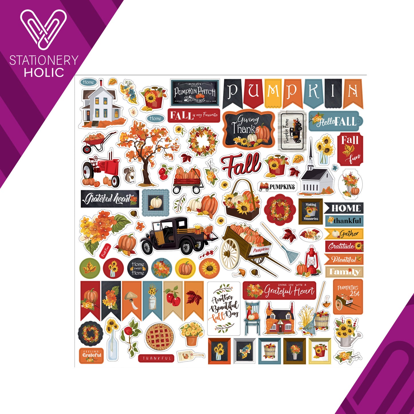 Echo Park - Hoja de Stickers 12 x 12 - Fall Fun