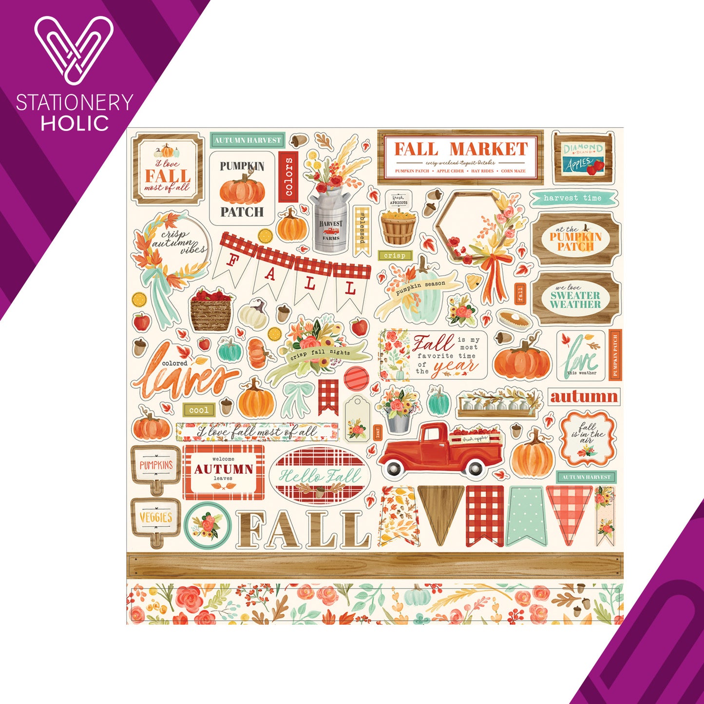 Echo Park - Hoja de Stickers 12 x 12 - Fall Market