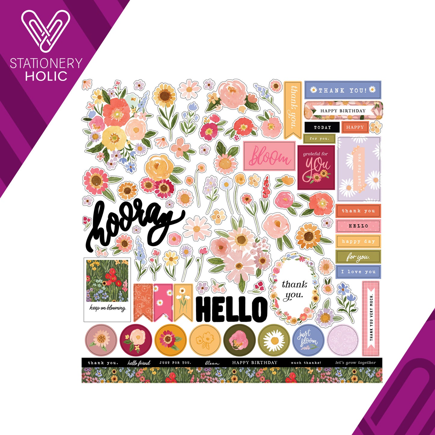 Echo Park - Hoja de Stickers 12 x 12 - Flora No. 6