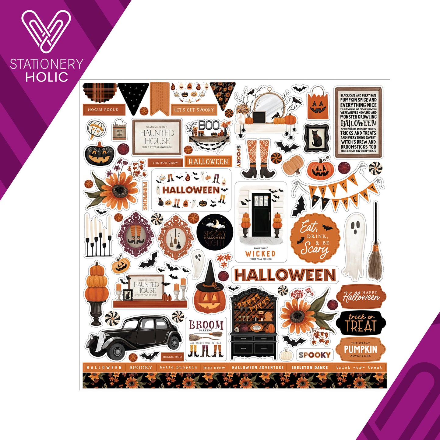 Echo Park - Hoja de Stickers 12 x 12 - Halloween