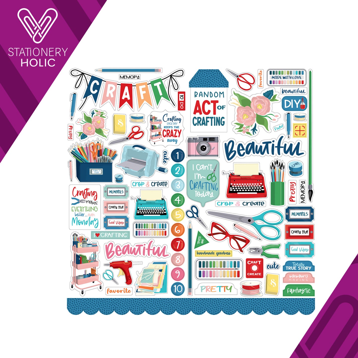 Echo Park - Hoja de Stickers 12 x 12 - Happy Crafting