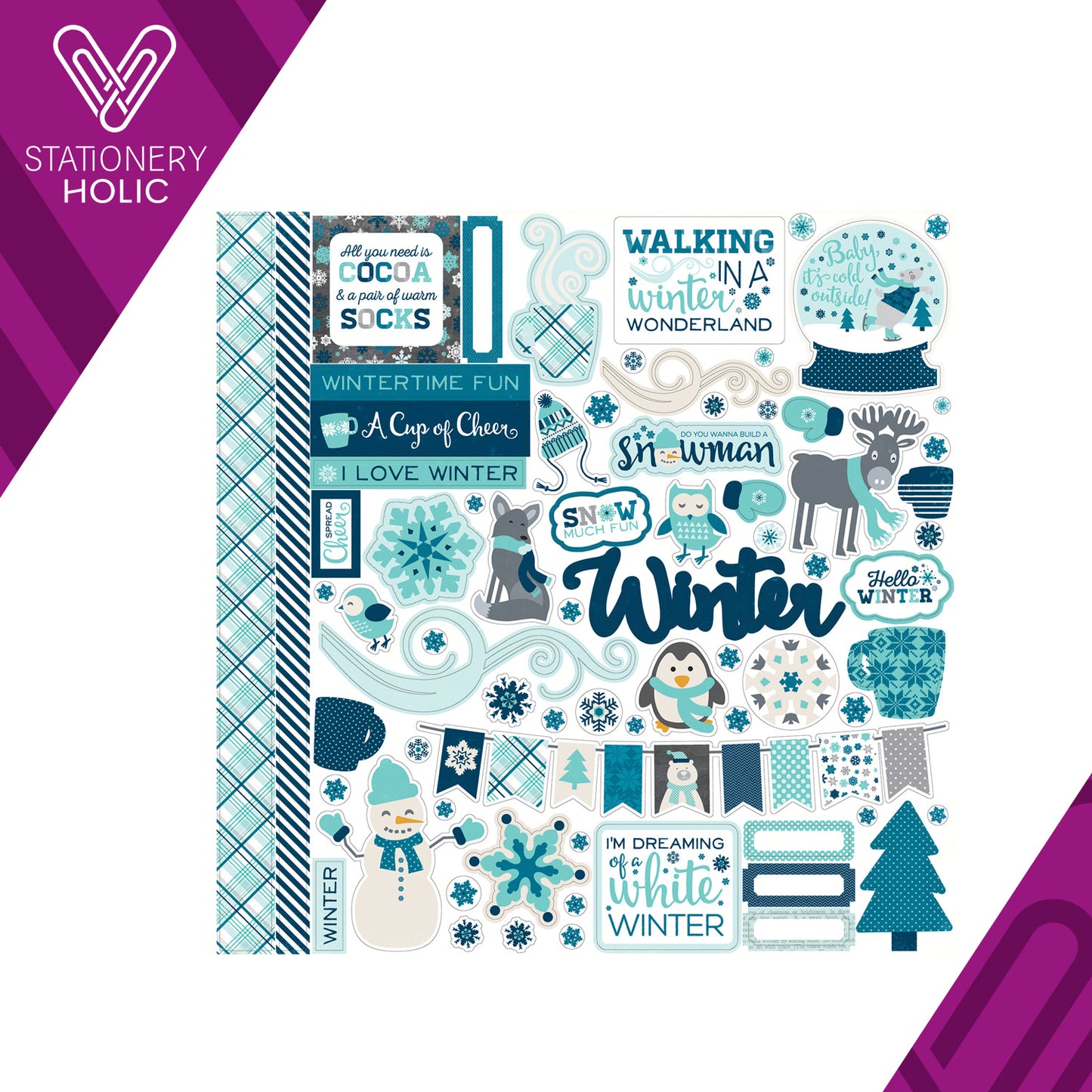 Echo Park - Hoja de Stickers 12 x 12 - Hello Winter