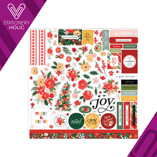 Echo Park - Hoja de Stickers 12 x 12 - Joyful Christmas Flora