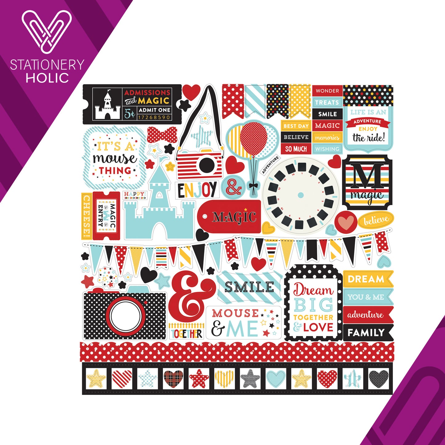 Echo Park - Hoja de Stickers 12 x 12 - Magical Adventure