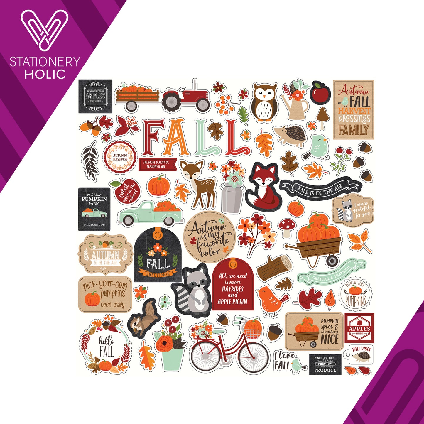 Echo Park - Hoja de Stickers 12 x 12 - My Favorite Fall