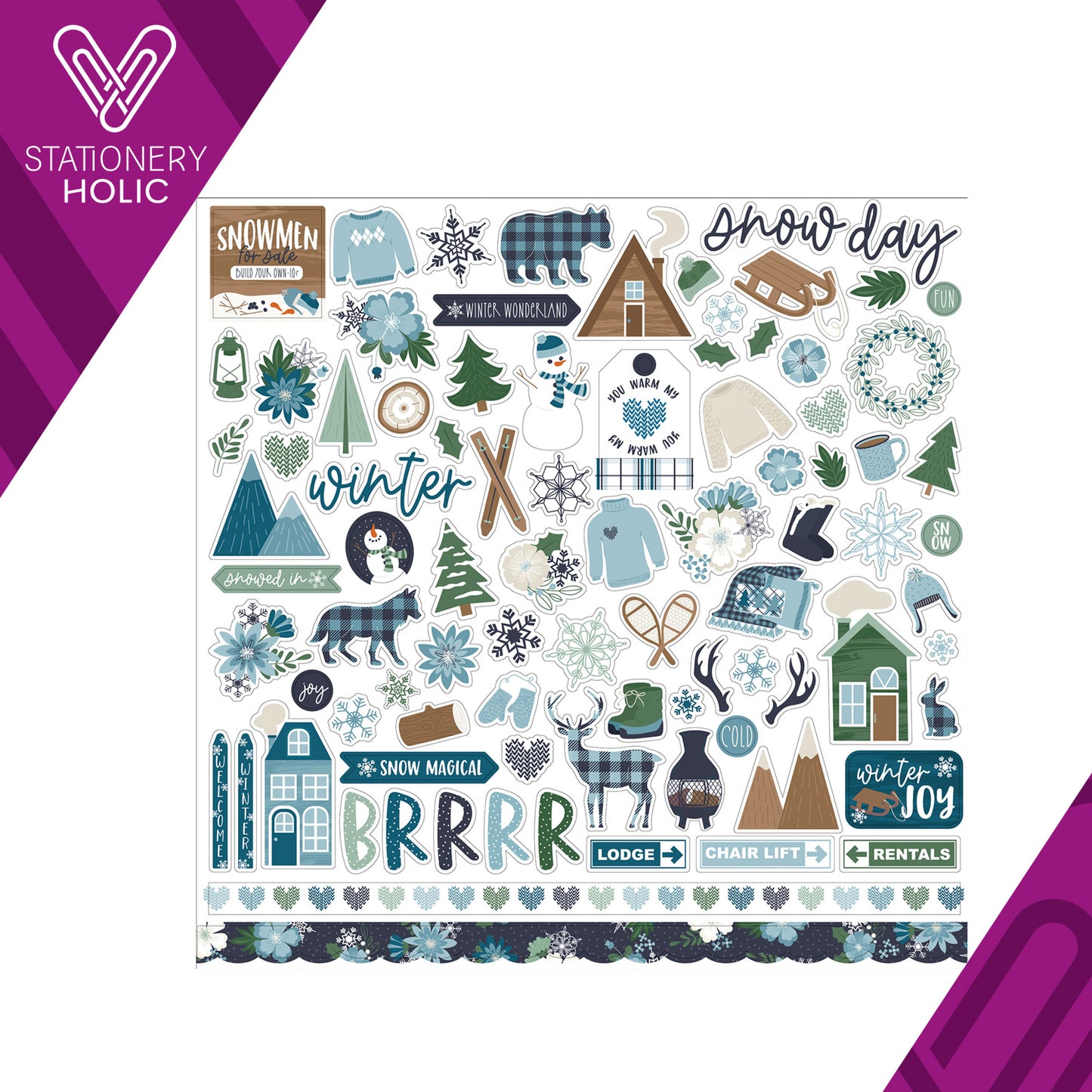 Echo Park - Hoja de Stickers 12 x 12 - Snowed In