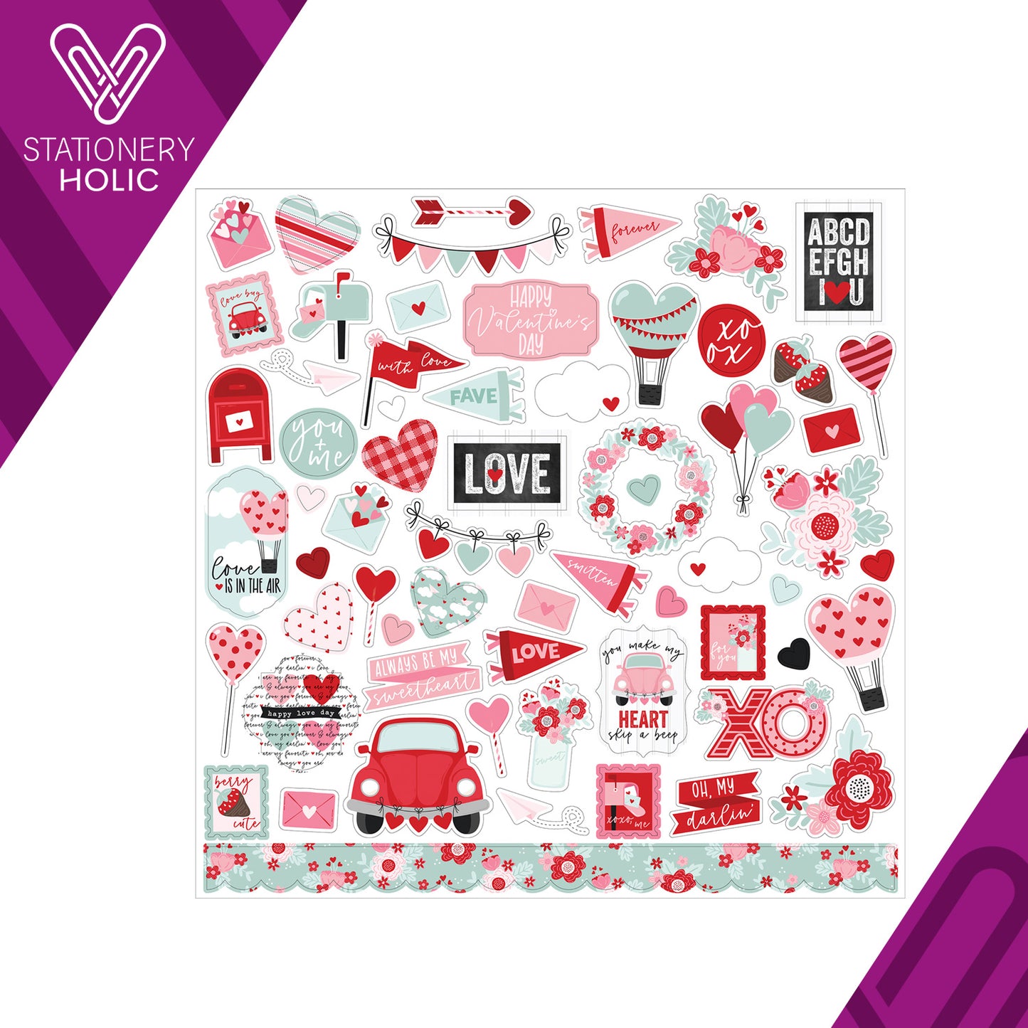 Echo Park - Hoja de Stickers 12 x 12 - Love Notes