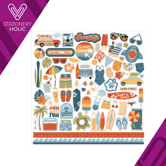 Echo Park - Hoja de Stickers 12 x 12 - Summer Vibes