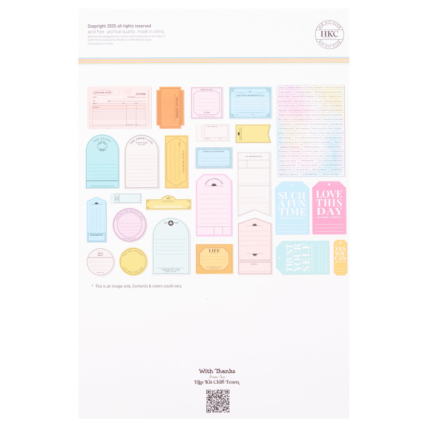 Hip Kit Club - Ephemera Journaling - Sweet Moments