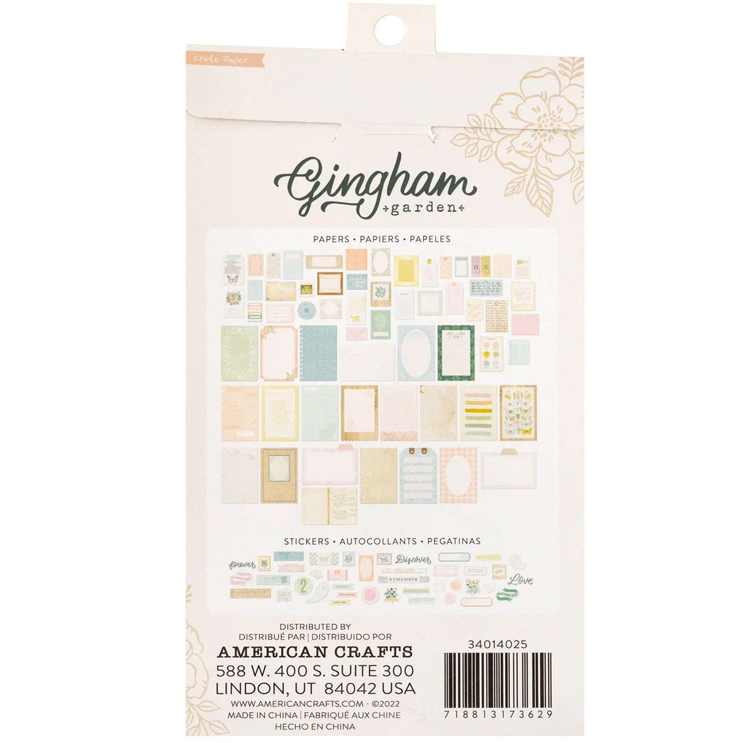 Crate Paper - Ephemera y Washi Stickers - Gingham Garden