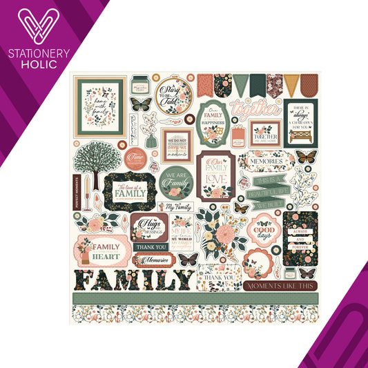 Echo Park - Hoja de Stickers 12 x 12 - Family