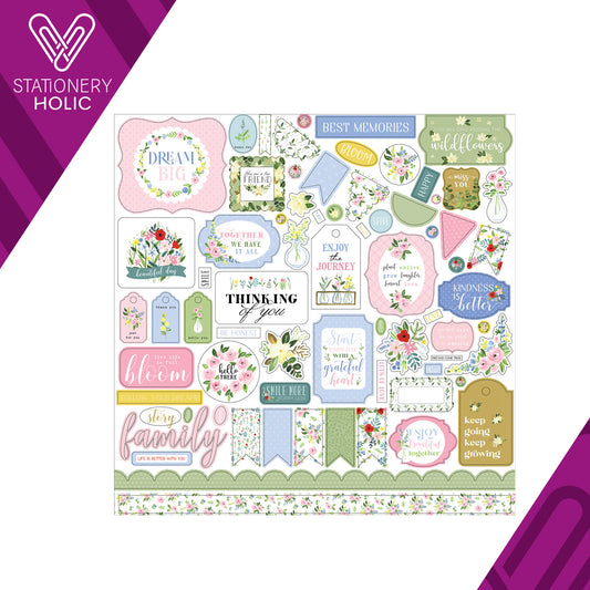 Echo Park - Hoja de Stickers 12 x 12 - Flora No. 4