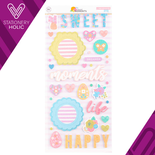 Hip Kit Club - Foam Stickers 6 x 12 Glitter - Sweet Moments