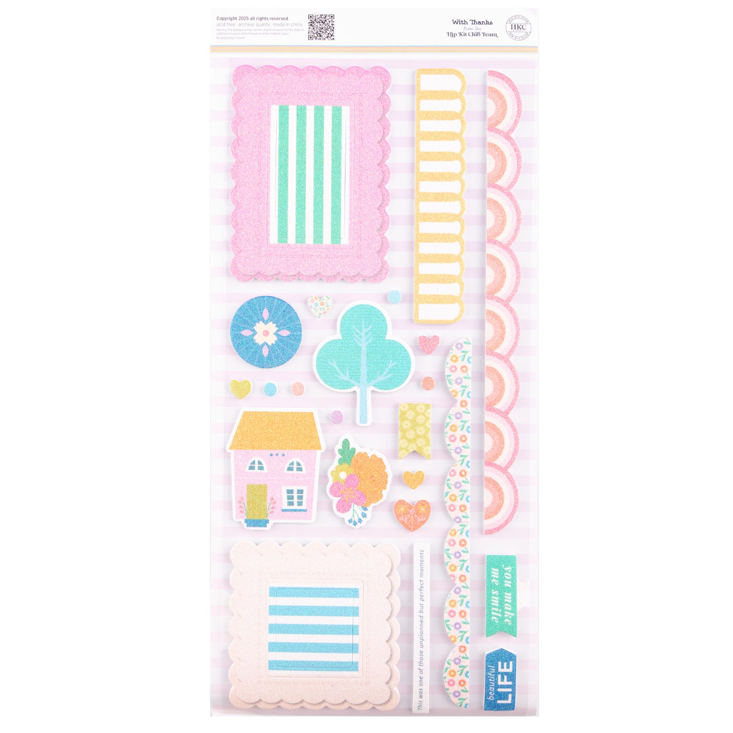 Hip Kit Club - Foam Stickers 6 x 12 Glitter - Sweet Moments