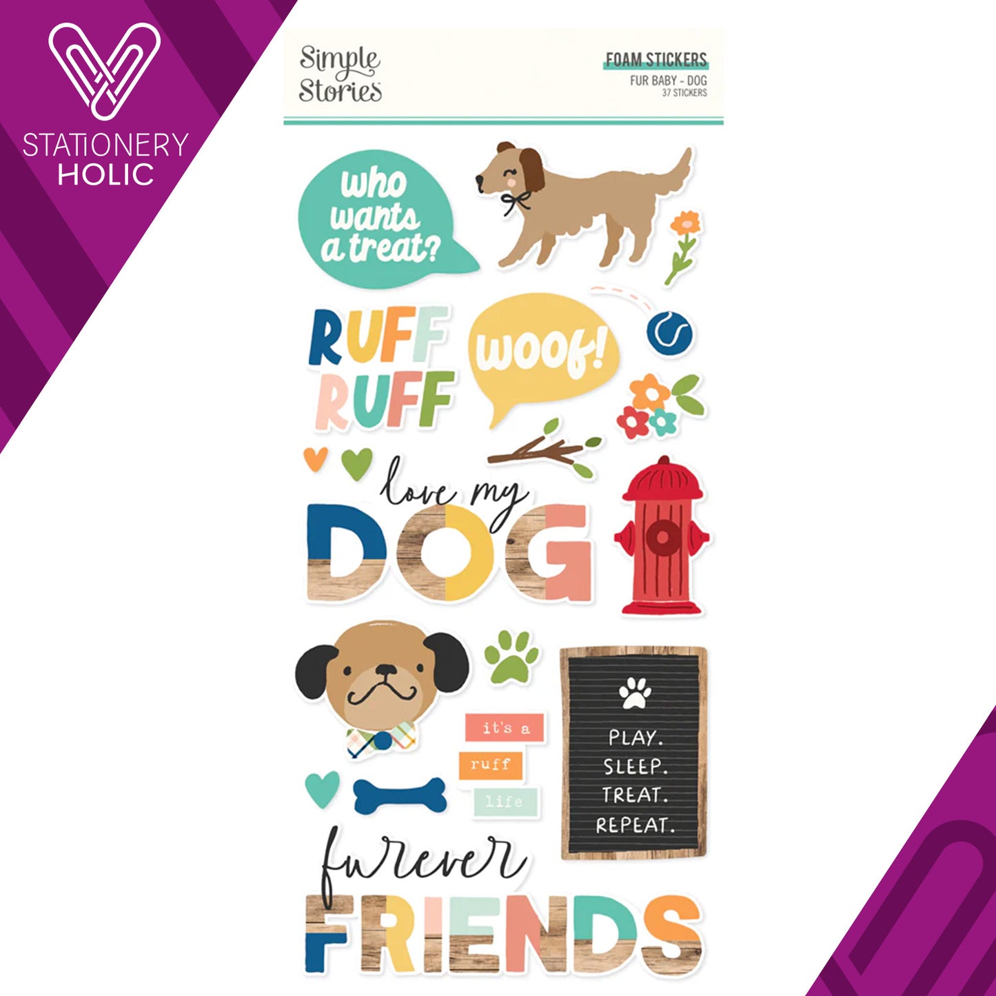 Simple Stories - Foam Stickers 6 x 12 - Fur Baby Dog