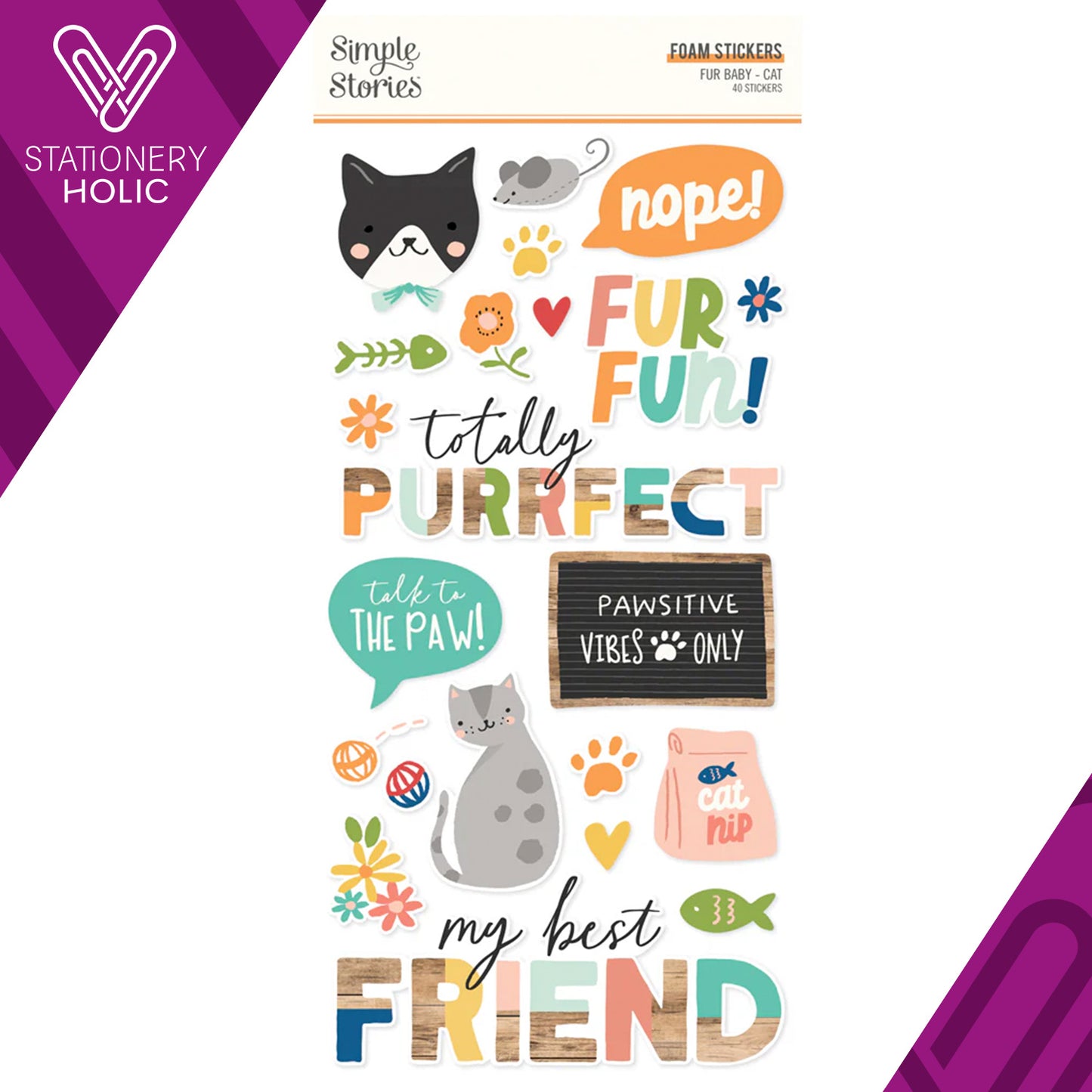 Simple Stories - Foam Stickers 6 x 12 - Fur Baby Cat