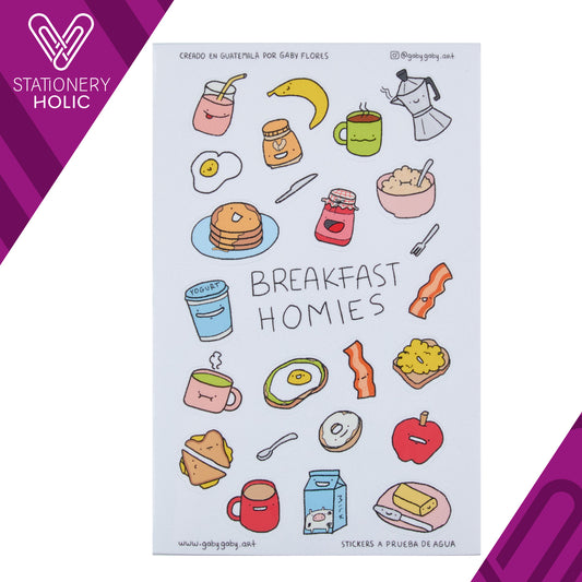 Gaby Art - Hoja Stickers 5.5 x 8.5" - Breakfast Homies