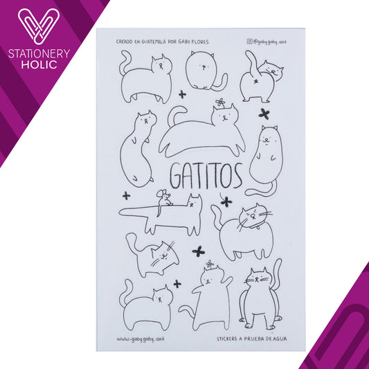 Gaby Art - Hoja Stickers 5.5 x 8.5" - Gatitos