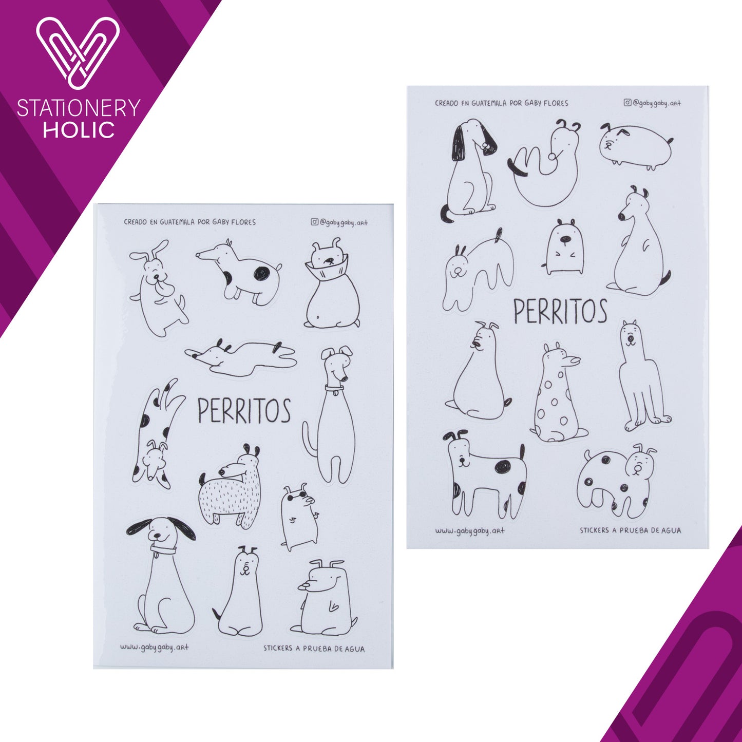 Gaby Art - Set Stickers 5.5 x 8.5" (2 hojas) - Perritos