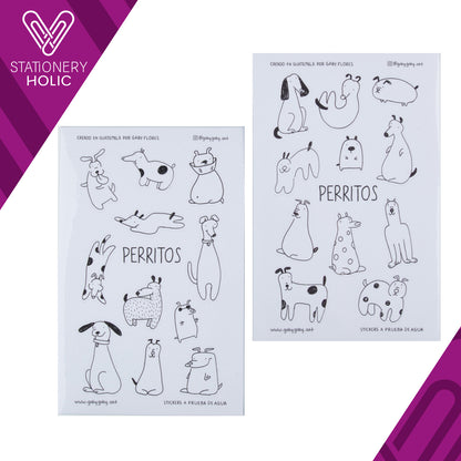 Gaby Art - Set Stickers 5.5 x 8.5" (2 hojas) - Perritos