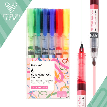 Grabie - Lapiceros/Resaltadores Dual - Note Taking Soft Serenity