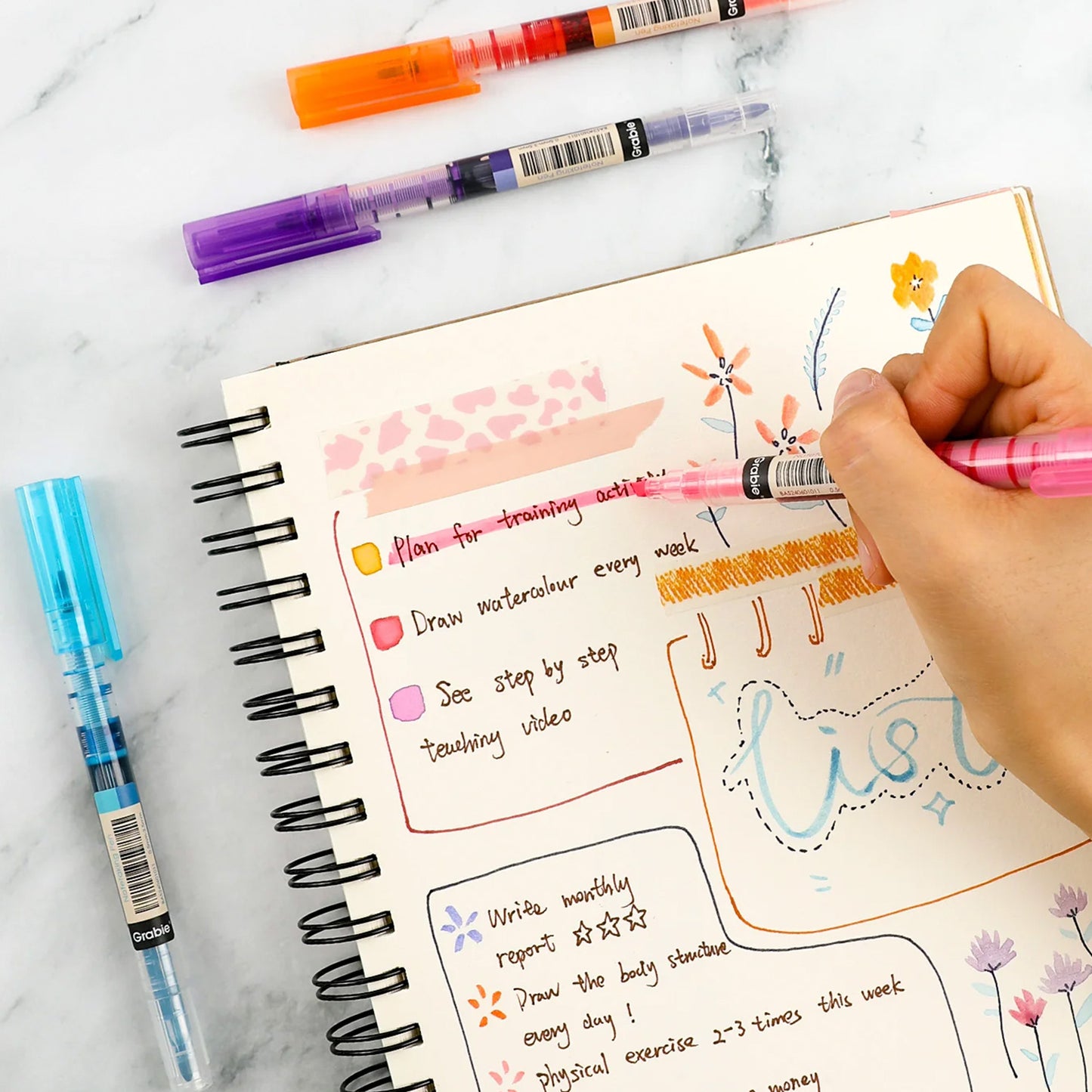 Grabie - Lapiceros/Resaltadores Dual - Note Taking Soft Serenity