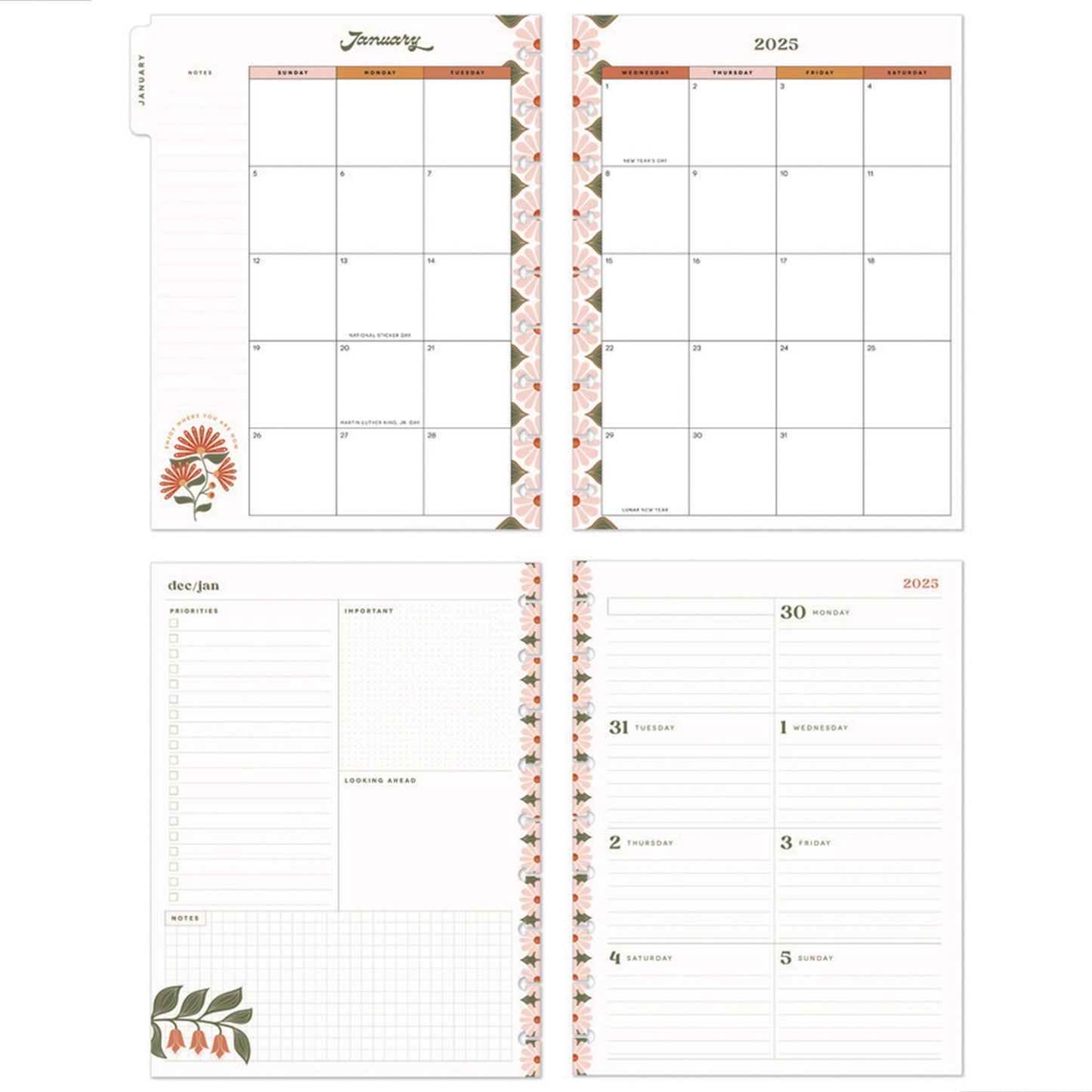 Happy Planner - Planner Classic Deluxe (2025) Dashboard - Desert Rose