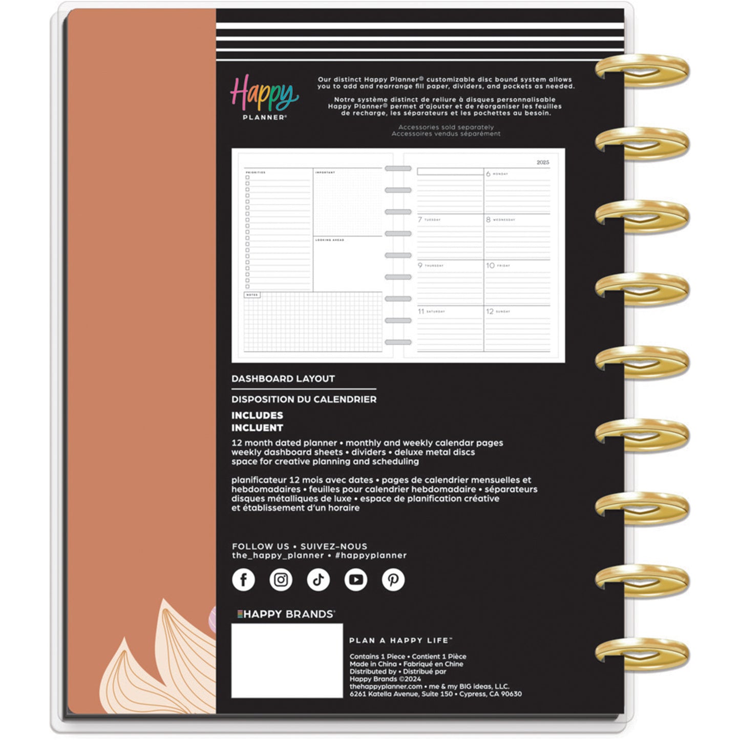 Happy Planner - Planner Classic Deluxe (2025) Dashboard - Desert Rose