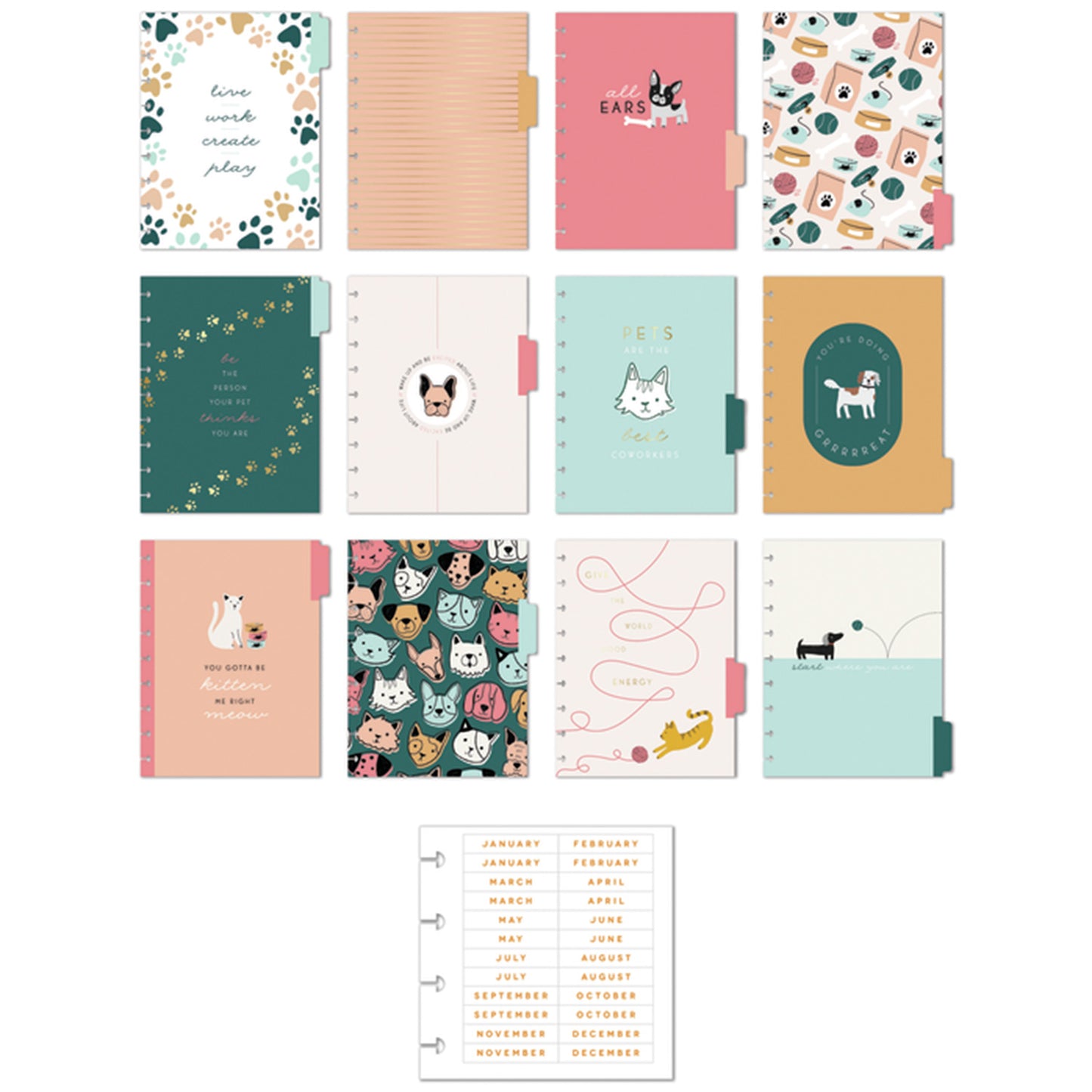 Happy Planner - Planner Classic 12 meses (undated) - Playful Pets