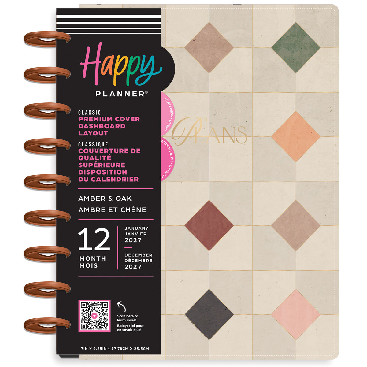Happy Planner - Planner Classic Premium Cover (2027 - Dashboard) - Amber & Oak