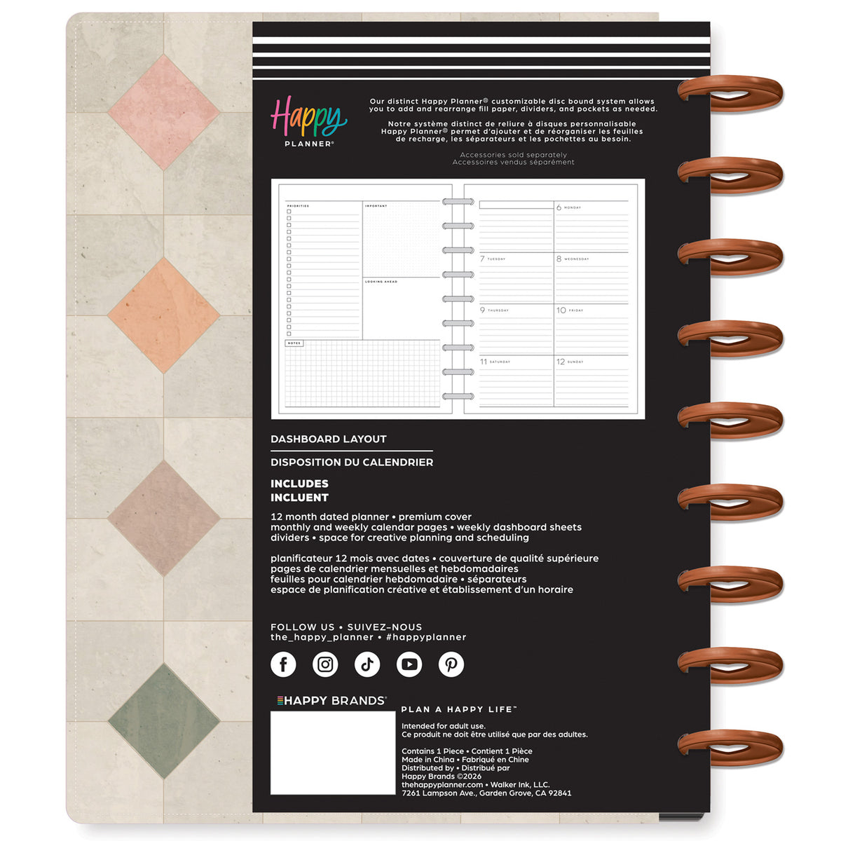 Happy Planner - Planner Classic Premium Cover (2027 - Dashboard) - Amber & Oak
