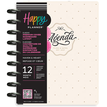 Happy Planner - Planner Classic  Premium Cover (2027 - Dashboard) - Heaven & Heart