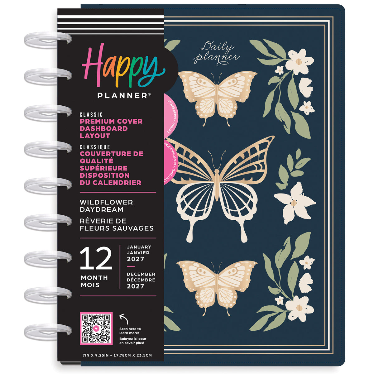 Happy Planner - Planner Classic Premium Cover (2027 - Dashboard) - Wildflower Daydream Butterflies