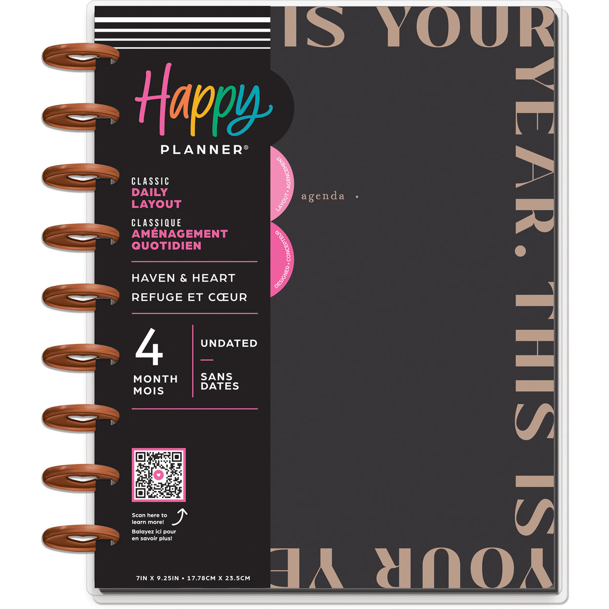 Happy Planner - Planner Classic (4 meses - no fechado - vista diaria) - Heaven & Heart