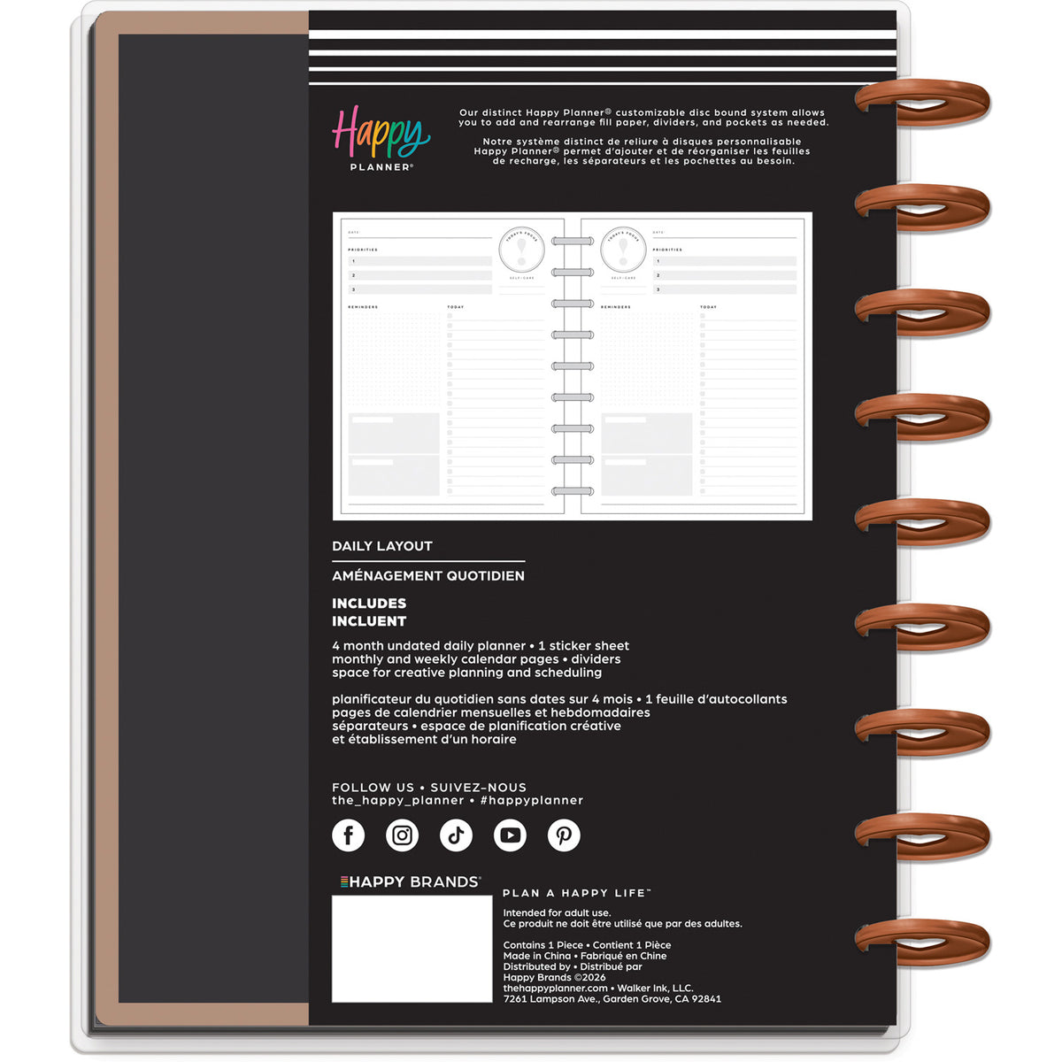 Happy Planner - Planner Classic (4 meses - no fechado - vista diaria) - Heaven & Heart