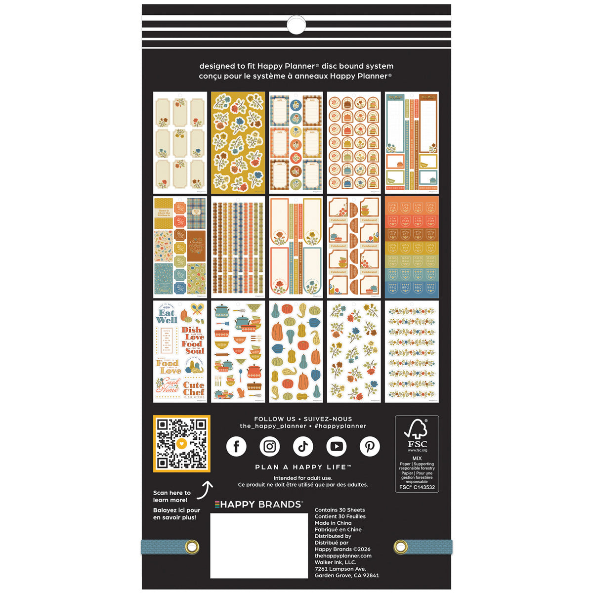 Happy Planner - Sticker Book - Fall Picnic Meal Planning