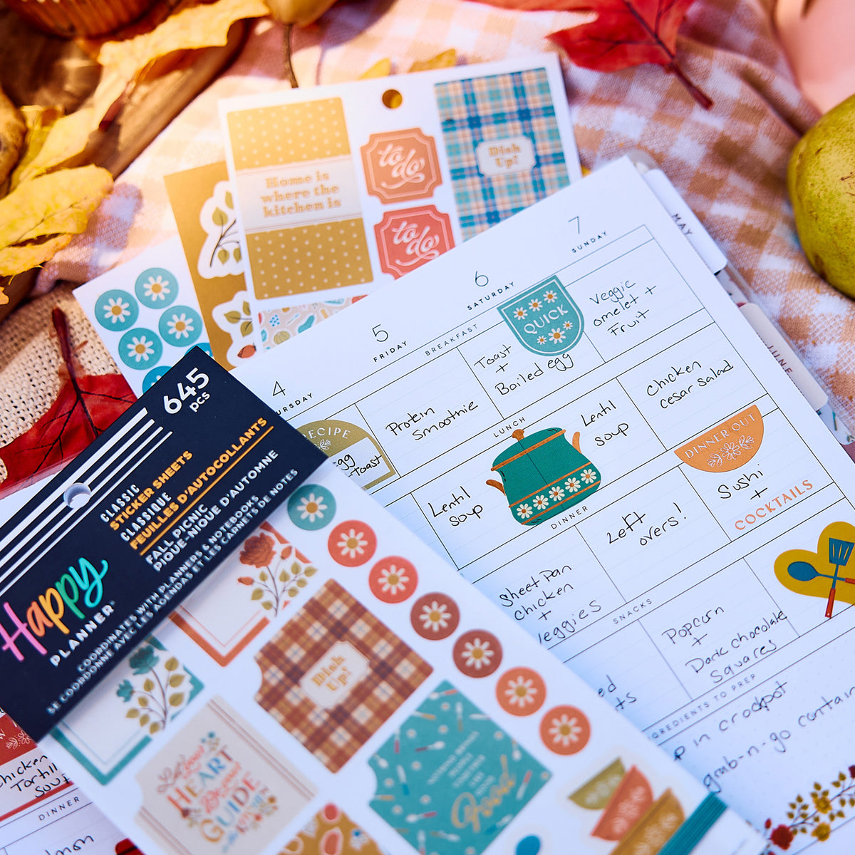 Happy Planner - Sticker Book - Fall Picnic Meal Planning