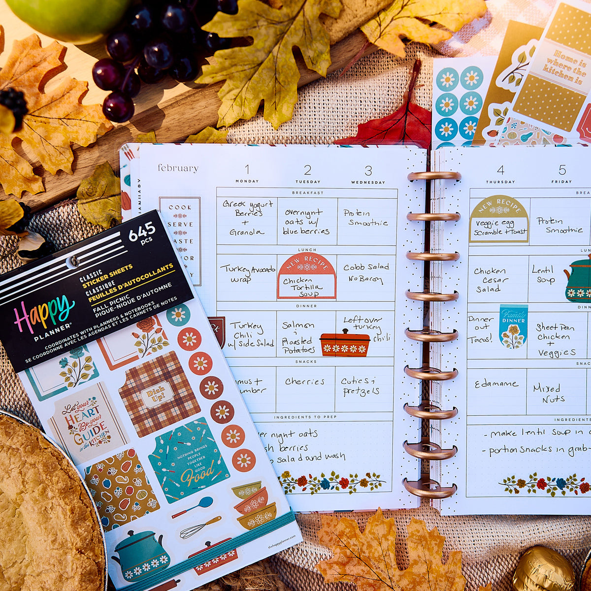 Happy Planner - Sticker Book - Fall Picnic Meal Planning