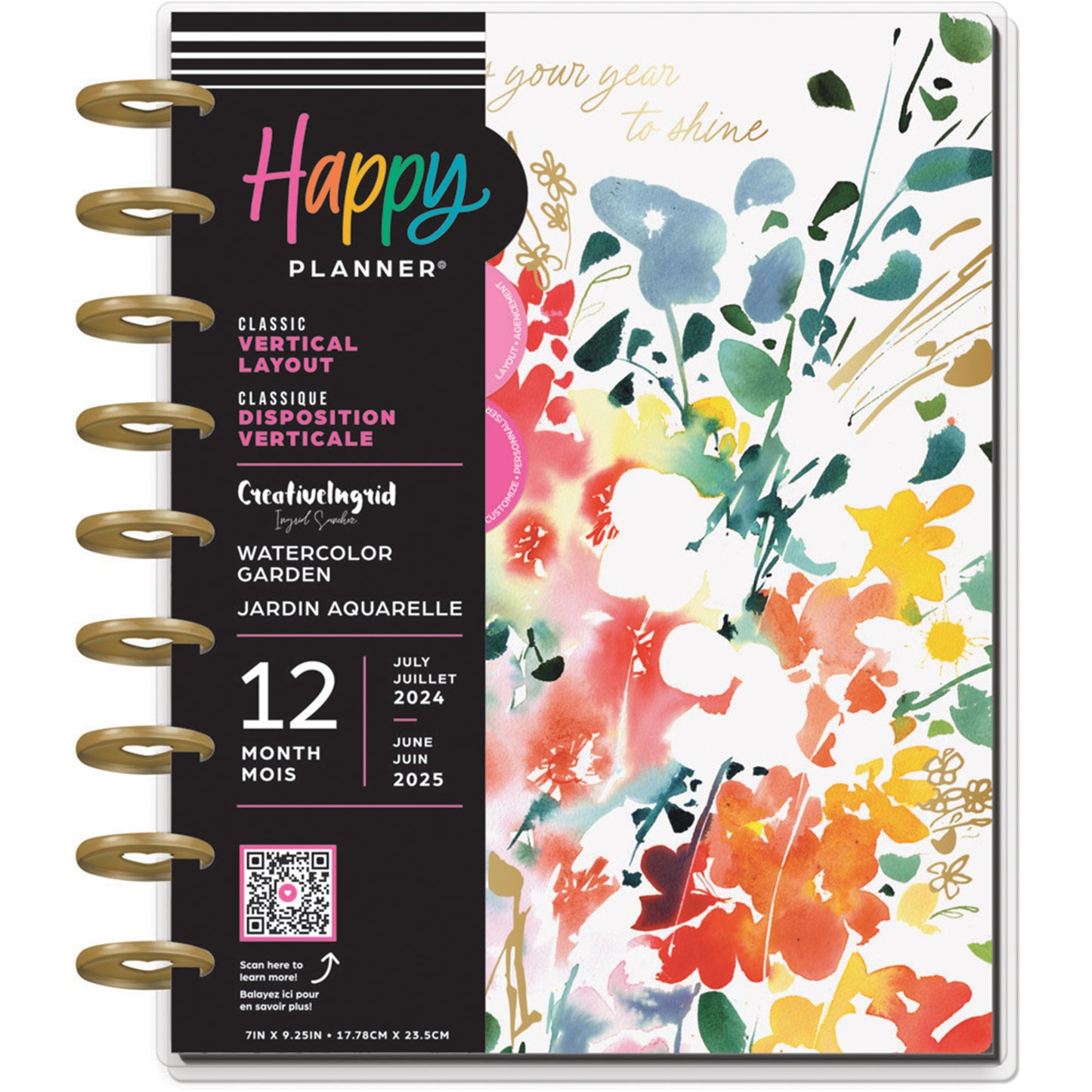 Happy Planner - Planner Classic 12 meses (Jul24 - Jun25) - Watercolor Garden