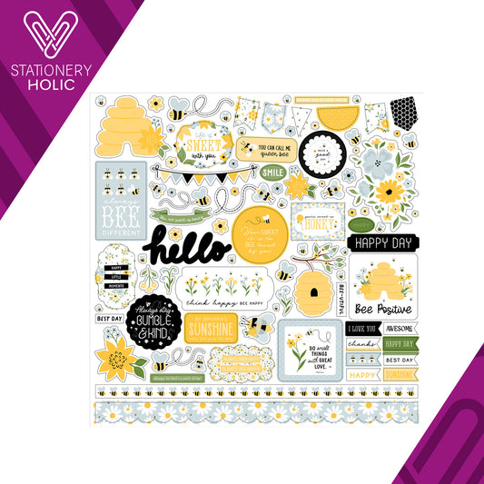 Echo Park - Hoja de Stickers 12 x 12 - Happy As Can Bee